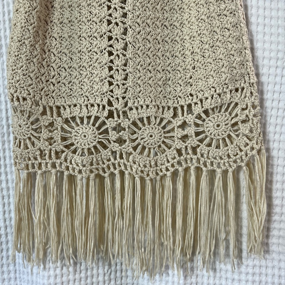 DAYTRIP CROCHETED TANK WITH FRINGE CREAM SZ XSM FESTIVAL SUMMER PARTY BEACHY - Picture 2 of 7